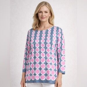 Bob Mackie wearable art gray/pink tunic, mod, size M (oversized)